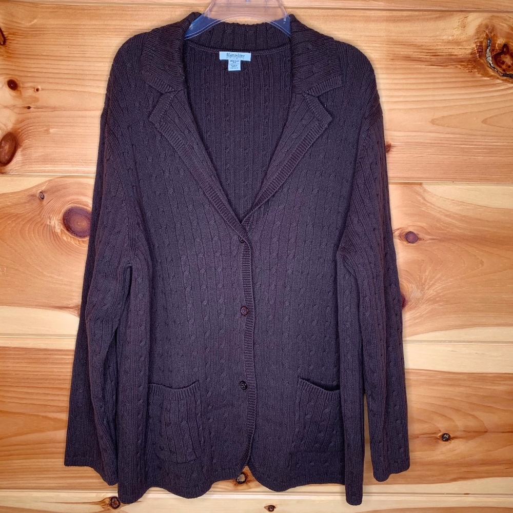 Hampshire Studio 2X Brown Cardigan Sweater